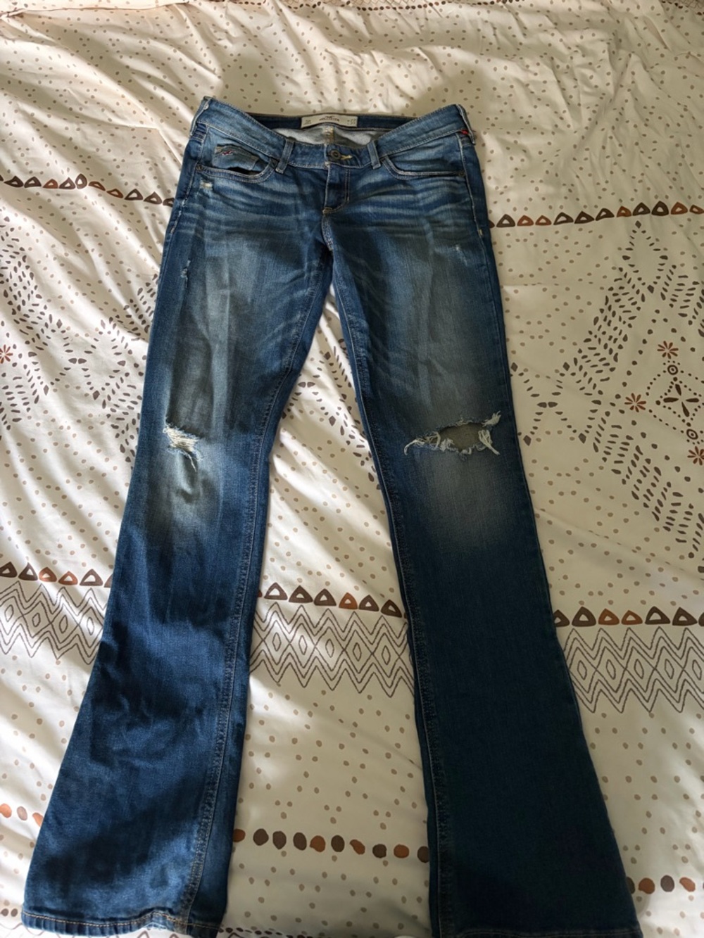 Hollister Medium Blue Distressed Flare Jeans